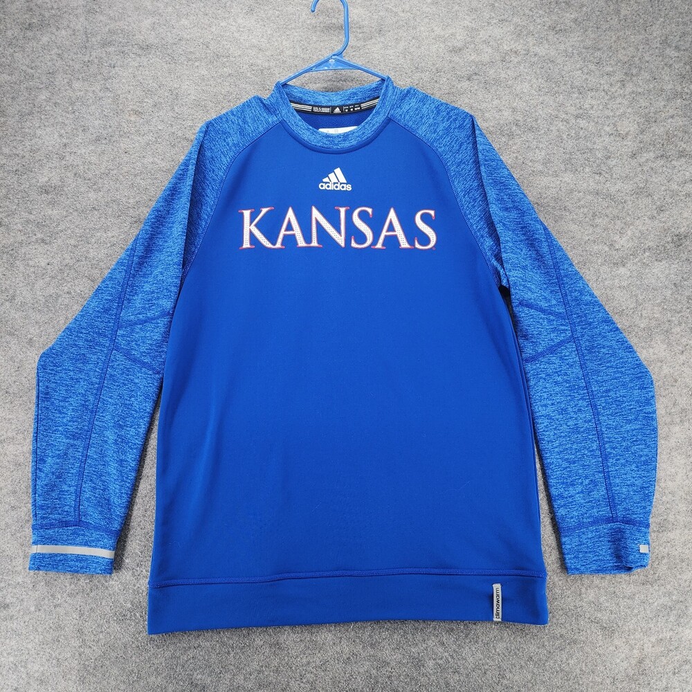 Kansas Jayhawks Shirt Womens Medium Adidas Long Sleeve Blue Climawarm